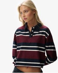 Superdry - & Co Athletic Essentials Cropped Stripe Rugby Top - Lyst