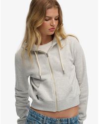Superdry - & Co Essential Logo Cropped Zip Hoodie - Lyst
