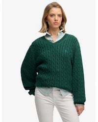 Superdry - & Co Oversized V Neck Cable Jumper - Lyst