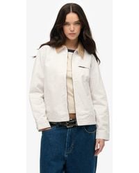 Superdry - Femme Veste Barn À Col En Velours Côtelé Taille - Lyst