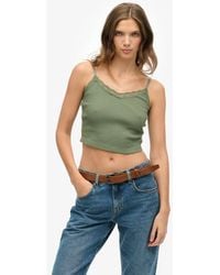 Superdry - Athletic Essentials Lace Trim Cropped Cami Top - Lyst