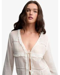Superdry - & Co Long Sleeve Lace Tie Front Top - Lyst