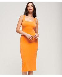 Superdry - & Co Square Neck Jersey Midi Dress - Lyst