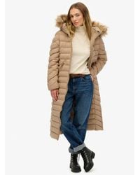 Superdry - Fuji Lange Jas Met Bontkap - Lyst