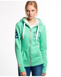 Superdry - Track & Field Faux Fur Lined Zip Hoodie Hot Mint Marl - Lyst
