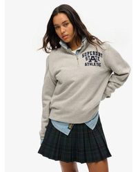 Superdry - Oversized Vintage Athletic Trui Met Kraagloze Hals En Rits - Lyst