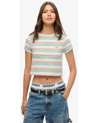 Superdry - & Co Slim Fit Vintage Stripe Crop T-shirt - Lyst