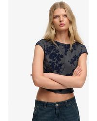 Superdry - & Co Flocked Mesh Short Sleeve Top - Lyst