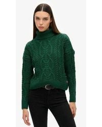 Superdry - Cable Knit Polo Neck Jumper - Lyst