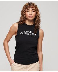 Superdry - Ladies Slim Fit Logo Print Sport Luxe Graphic Fitted Tank Top - Lyst