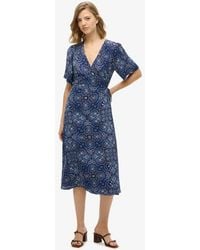 Superdry - Paisley Printed Wrap Midi Dress - Lyst