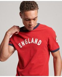 Superdry - Ringspun Football England T-shirt Red / Varsity Red - Lyst