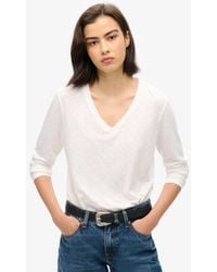 Superdry - Jersey Top Met V-hals En Lange Mouwen - Lyst