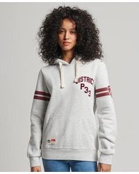 Superdry - Vintage Athletic Striped Hoodie Light Grey - Lyst
