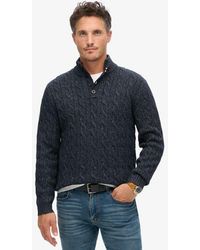 Superdry - Kabeltrui Met Knopen Bij De Hals - Lyst