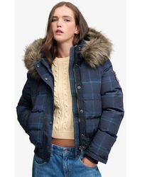 Superdry - & Co Everest Check Hooded Bomber Jacket - Lyst