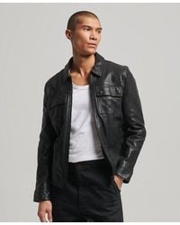 Superdry - Fully Lined 70s Leather Jacket - Lyst