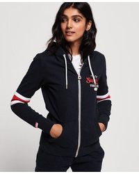 Superdry - Track & Field Stripe Lightweight Zip Hoodie Eclipse - Lyst