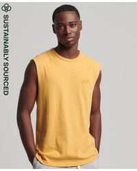 Mens Clothing T-shirts Sleeveless t-shirts On Synthetic Yellow & Black Paneled Tank Top for Men 