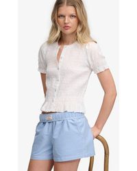 Superdry - Femme Top Smocké À Manches Courtes Taille - Lyst