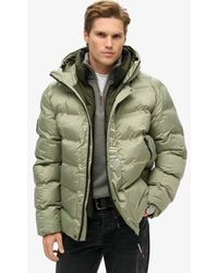 Superdry - City-pufferjas Met Print En Capuchon - Lyst