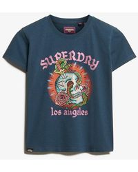 Superdry - & Co Tattoo Rhinestone Fitted T-shirt - Lyst