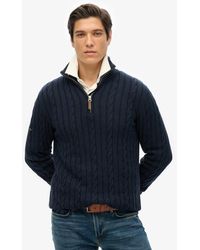 Superdry - Homme Pull Demi-Zip En Maille Torsadée Coton Bio Taille - Lyst