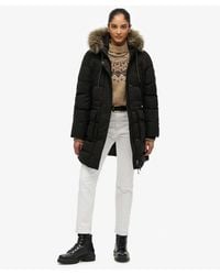 Superdry - & Co Everest Microfibre Mid Faux Fur Puffer Jacket - Lyst