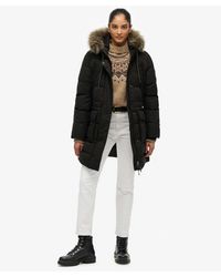 Superdry - & Co Everest Microfibre Mid Faux Fur Puffer Jacket - Lyst
