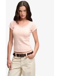 Superdry - & Co Athletic Essential Lace Trim V-neck T-shirt - Lyst