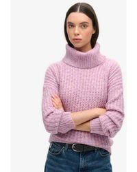 Superdry - & Co Brushed Rib Slouch Neck Jumper - Lyst