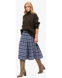 Superdry - Check Pleated Midi Skirt - Lyst