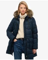 Superdry - & Co Everest Microfibre Mid Faux Fur Puffer Jacket - Lyst