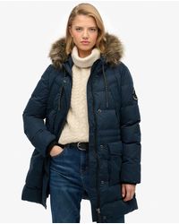 Superdry - & Co Everest Microfibre Mid Faux Fur Puffer Jacket - Lyst