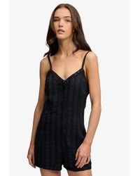 Superdry - Femme Combishort À Bretelles En Dentelle Taille - Lyst
