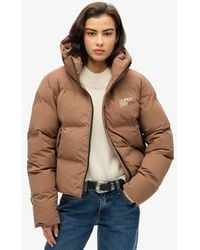 Superdry - Hooded Boxy Puffer Jacket Rawhide - Lyst