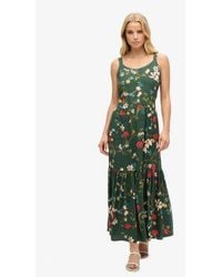 Superdry - Robe longue tissée à volants - Lyst