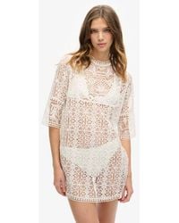 Superdry - Beach Cover Up Floral Lace Mini Dress - Lyst