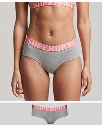 Superdry Organic Cotton Large Logo Hipster Briefs - Grey