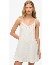 Superdry - Cotton Lace Detail Button Through Cami Dress - Lyst