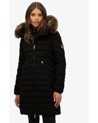 Superdry - & Co Fuji Faux Fur Hooded Mid Length Coat - Lyst