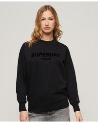 Superdry - Ladies Boxy Fit Embroidered Logo Sport Luxe Crew Sweatshirt - Lyst