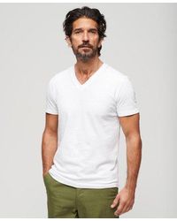 Superdry - T-shirt à col en v avec logo brodé en coton biologique - Lyst