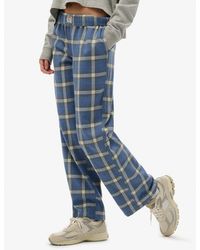 Superdry - & Co Cotton Check Elastic Trousers - Lyst