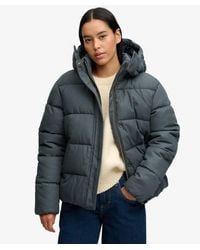Superdry - & Co Premium Hooded Check Puffer Jacket - Lyst