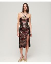 Superdry - & Co Fully Lined Sequin Halter Midi Dress - Lyst