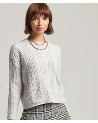 Superdry - Dropped Shoulder Cable Crew Neck Jumper - Lyst