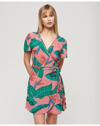 Superdry - Ladies Printed Mini Wrap Dress - Lyst