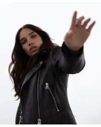 Superdry Cazadora motera de cuero Premium Winter - Negro