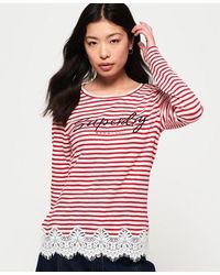 Superdry - Stripe Lace Graphic Top - Lyst